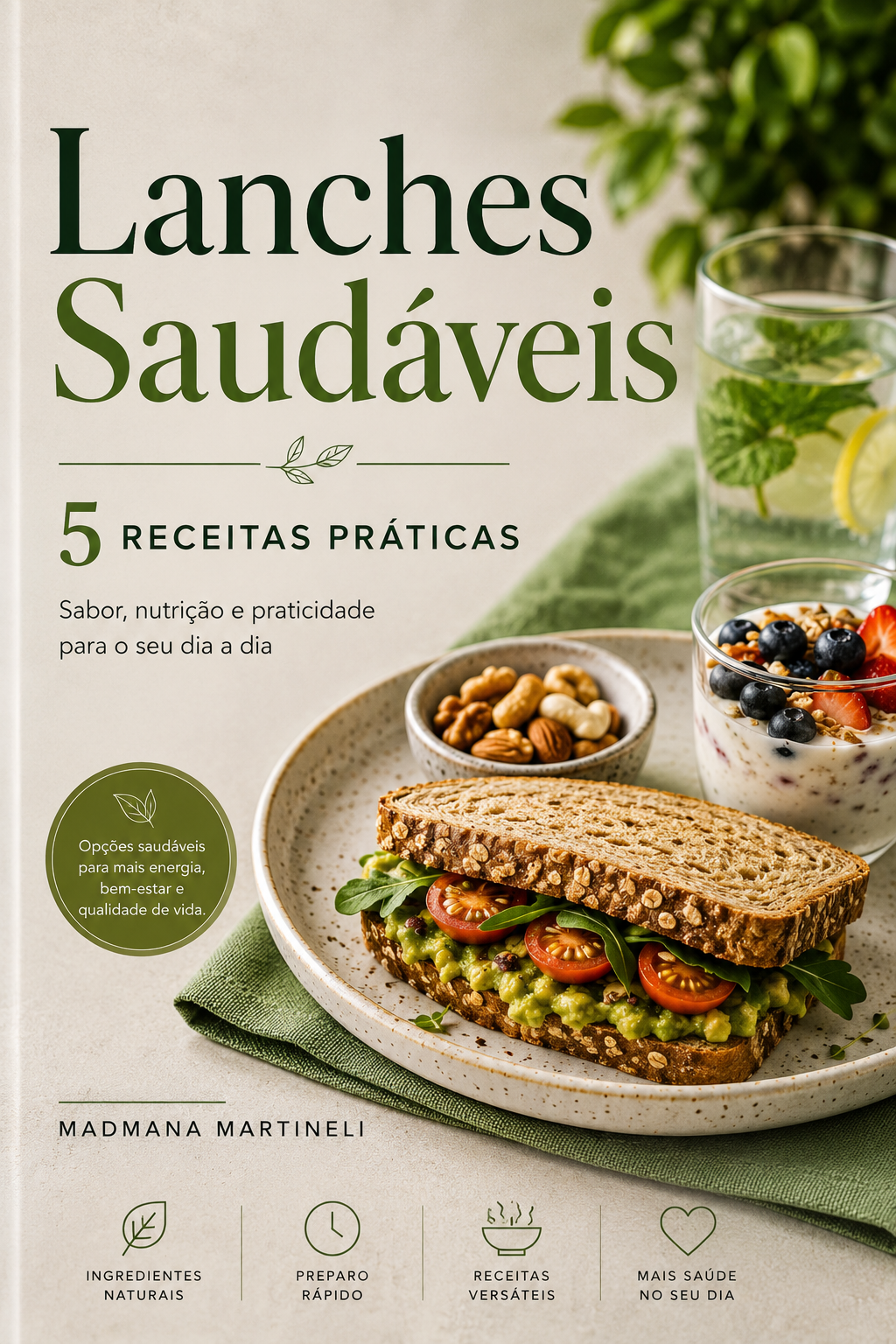 Capa do e-book Lanches Saudáveis — 5 Receitas Práticas, de Madmana Martineli